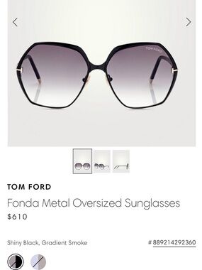 Tom Ford Black Frame Sunglasses with Gradient Smoke Lenses
